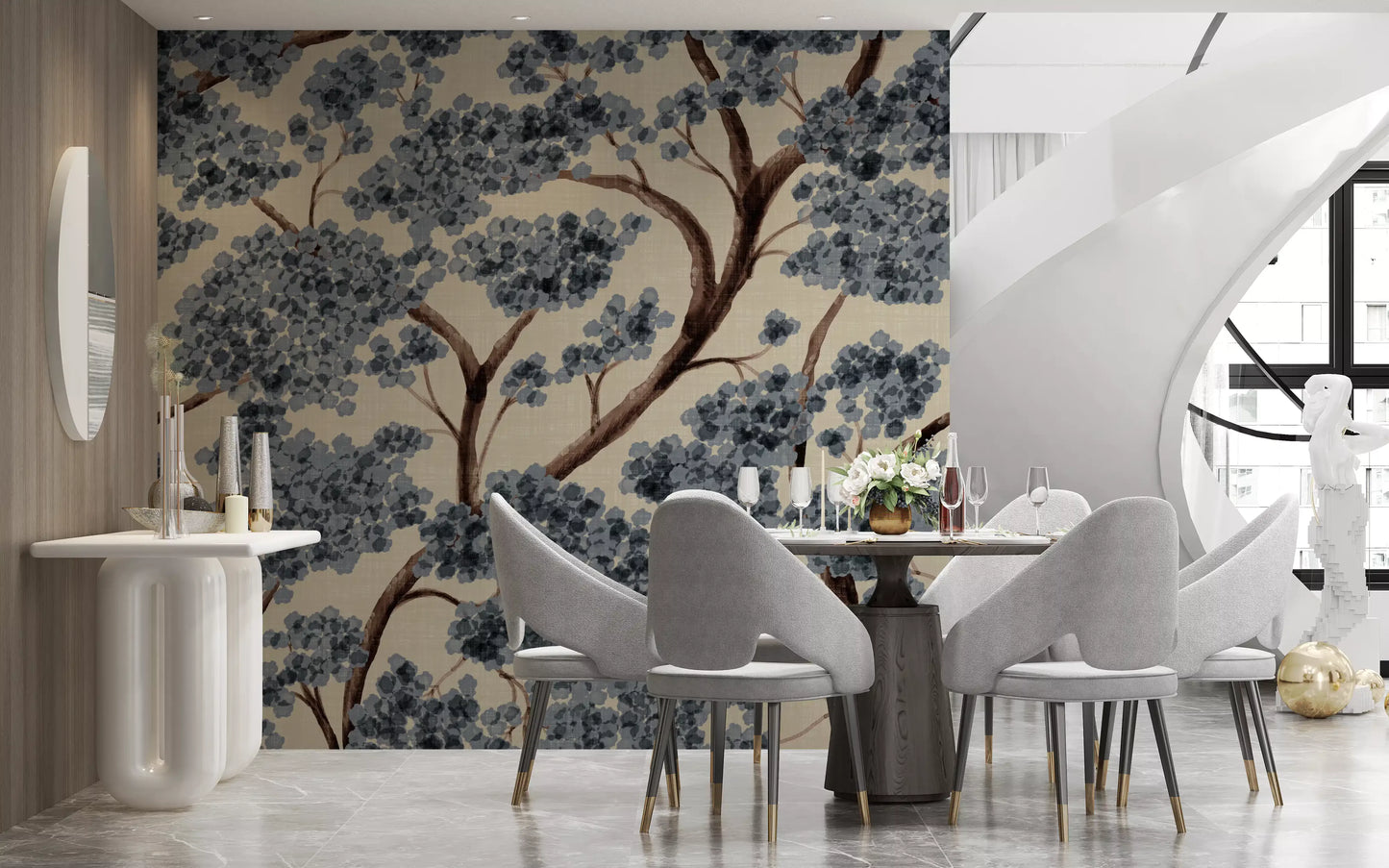 Never Ending Trailing Tree - Winter Wall Mural