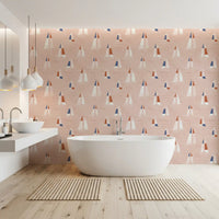 Blush Pink Mid Century Sailboats Wallpaper⁠