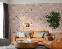 Blush Pink Mid Century Sailboats Wallpaper⁠