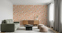 Peach Mid Century Sailboats Wallpaper Wallpaper⁠