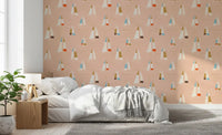Peach Mid Century Sailboats Wallpaper Wallpaper⁠