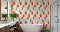 Sunwashed Modern Geometric Terracotta Sage Wallpaper⁠