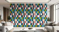Sunwashed Modern Geometric Deep Coastal Wallpaper⁠