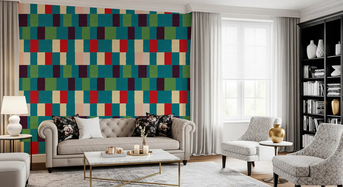 Sunwashed Modern Geometric Jewel Tone Wallpaper⁠