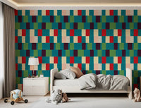 Sunwashed Modern Geometric Jewel Tone Wallpaper⁠