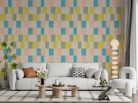 Sunwashed Modern Geometric Coastal Blue Wallpaper⁠