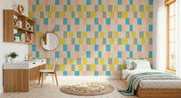 Sunwashed Modern Geometric Coastal Blue Wallpaper⁠