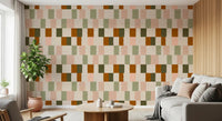 Sunwashed Modern Geometric Olive Earth Wallpaper⁠