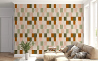 Sunwashed Modern Geometric Olive Earth Wallpaper⁠