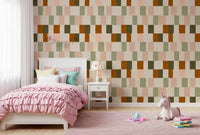 Sunwashed Modern Geometric Olive Earth Wallpaper⁠