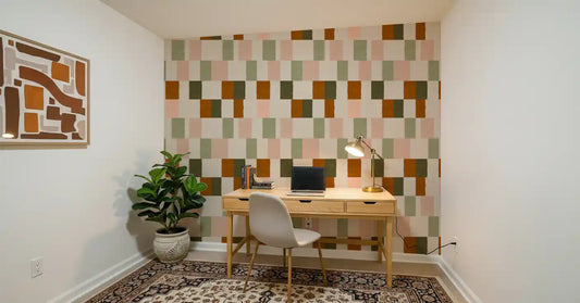 Sunwashed Modern Geometric Olive Earth Wallpaper⁠