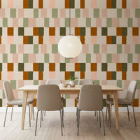 Sunwashed Modern Geometric Olive Earth Wallpaper⁠