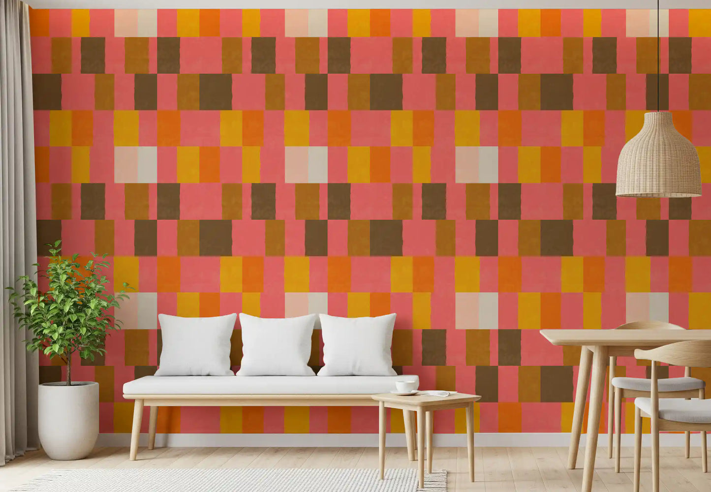 Sunwashed Modern Geometric Sunset Clay Wallpaper⁠