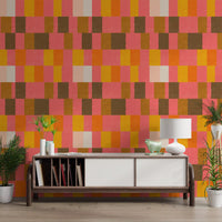 Sunwashed Modern Geometric Sunset Clay Wallpaper⁠