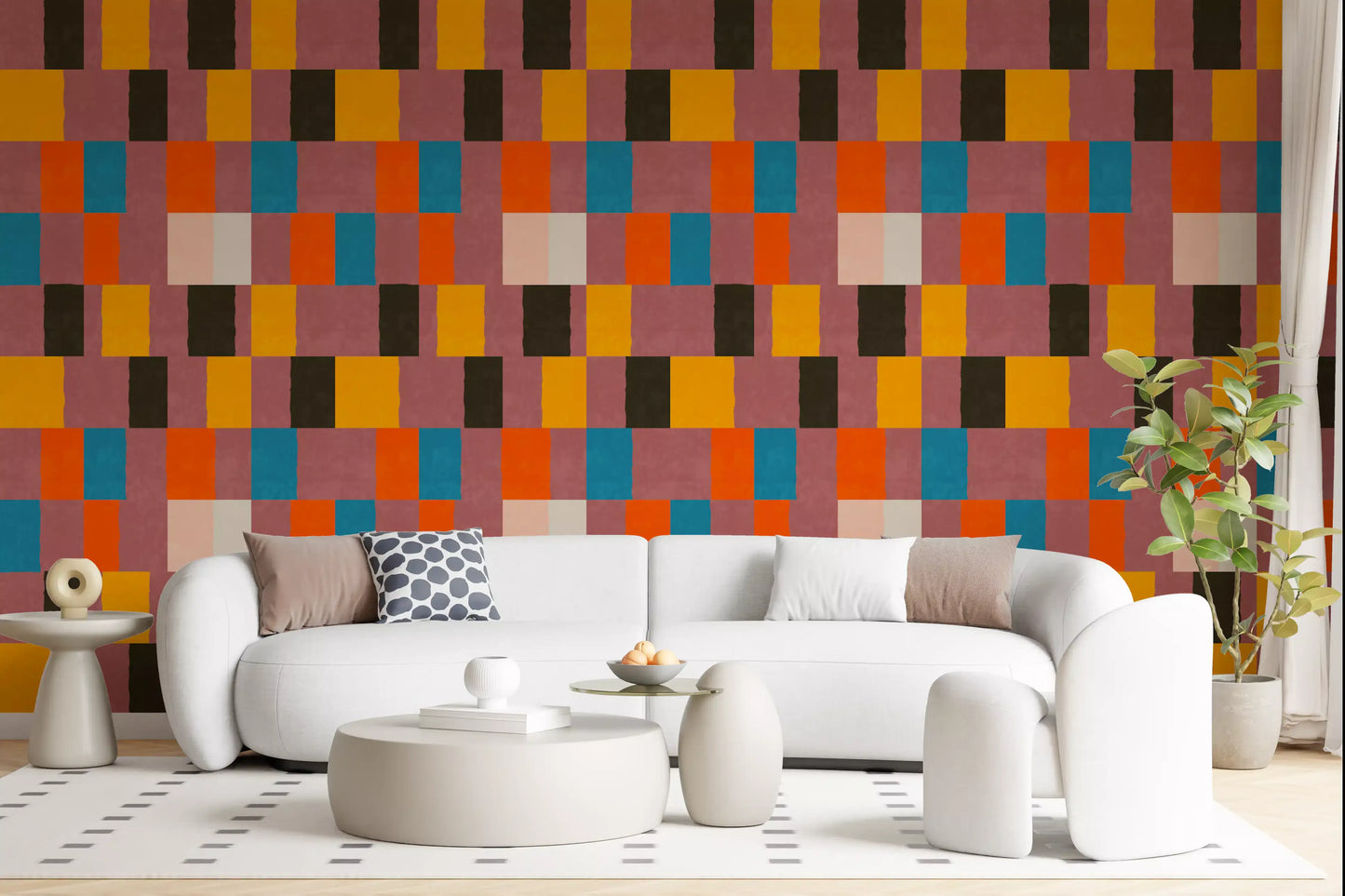 Sunwashed Modern Geometric Desert Sunset Wallpaper⁠