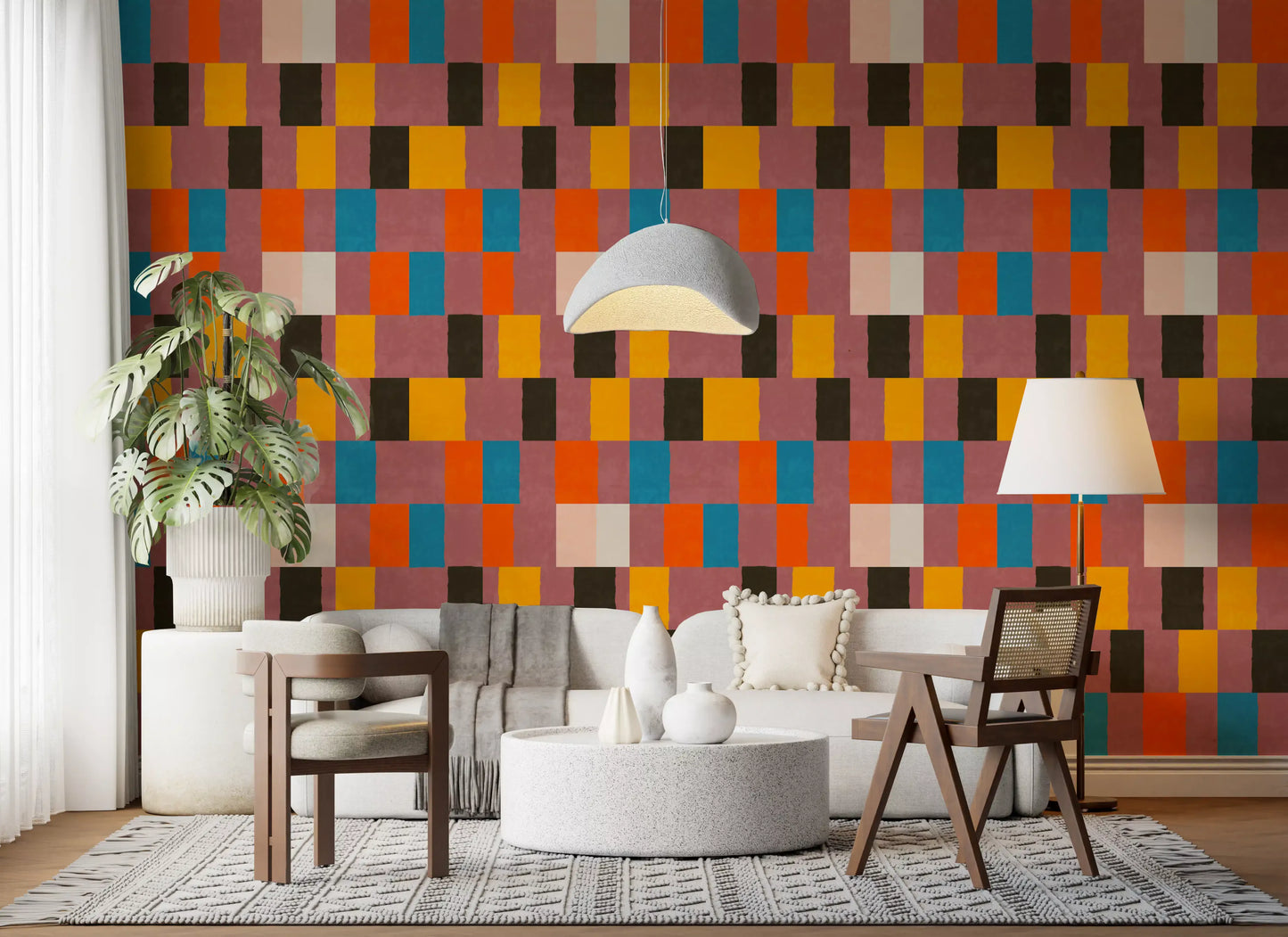 Sunwashed Modern Geometric Desert Sunset Wallpaper⁠