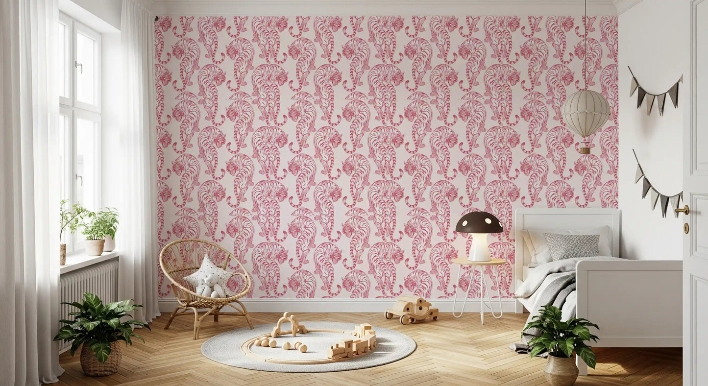 Chic Blush Tiger Motif Wallpaper Wallpaper⁠