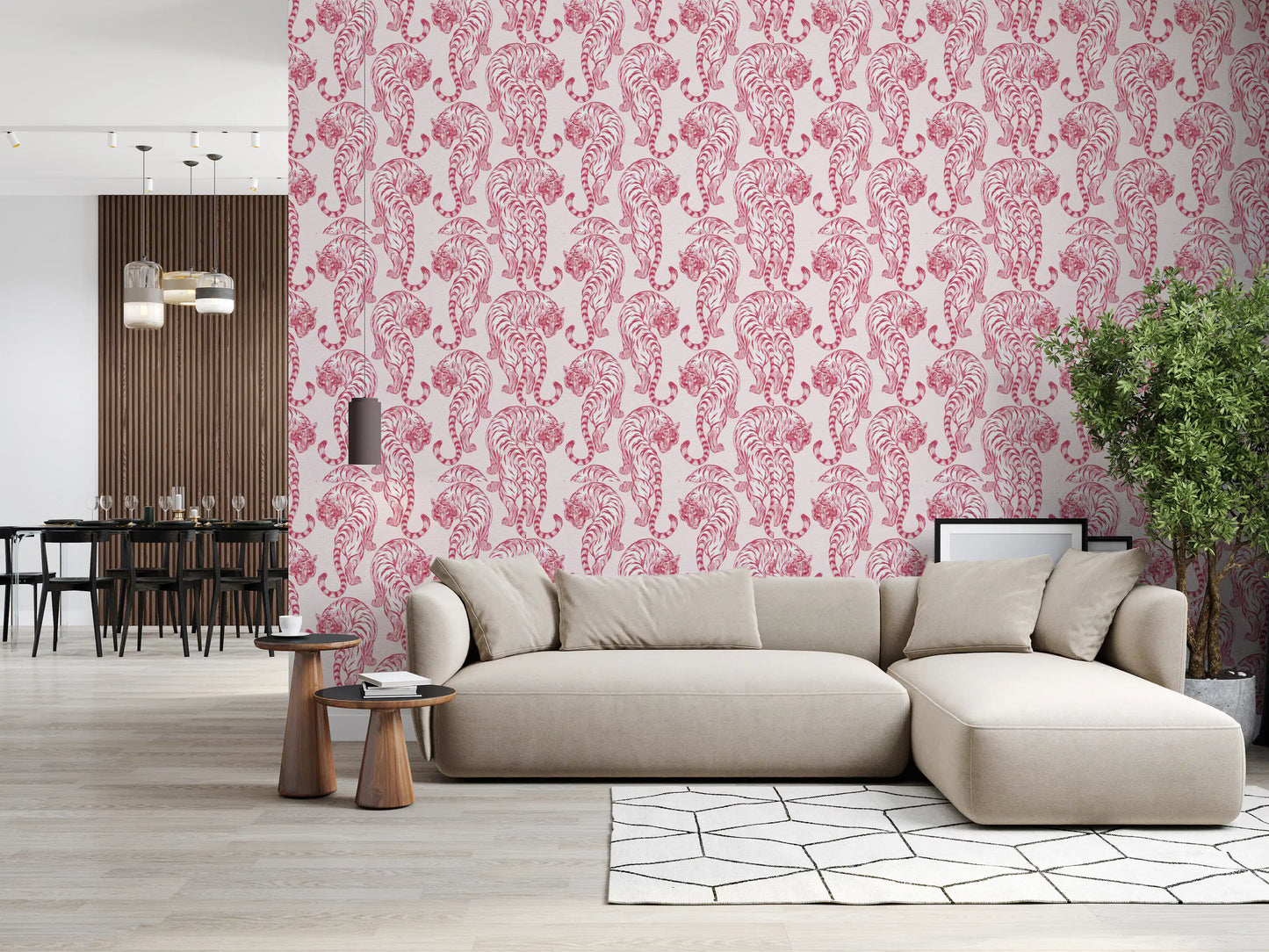 Chic Blush Tiger Motif Wallpaper Wallpaper⁠