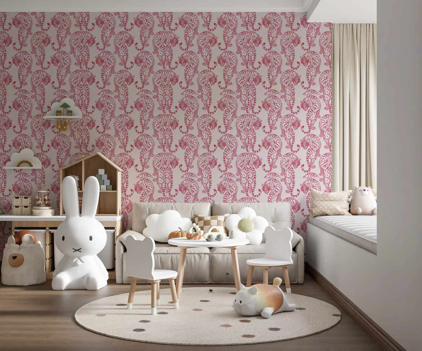 Chic Blush Tiger Motif Wallpaper Wallpaper⁠