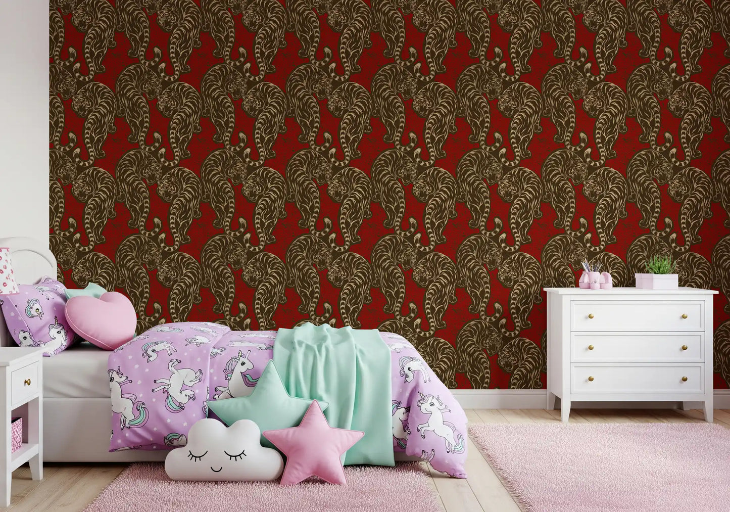 Imperial Crimson Tiger Wall Decor Wallpaper⁠