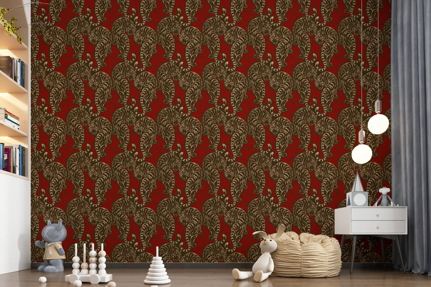 Imperial Crimson Tiger Wall Decor Wallpaper⁠