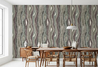 Organic Wavy Woodgrain Vertical Stripes - Earthy Muted Wallpaper⁠