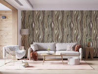 Organic Wavy Woodgrain Vertical Stripes - Earthy Sage Wallpaper⁠