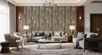 Organic Wavy Woodgrain Vertical Stripes - Earthy Sage Wallpaper⁠