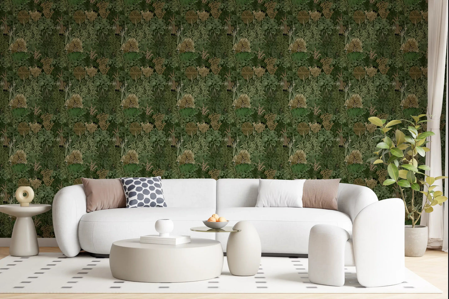 Enchanted Botanical Jungle and Hidden Panthers Wallpaper⁠