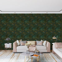 Enchanted Forest Walk: Deep Green Botanical Wallpaper⁠