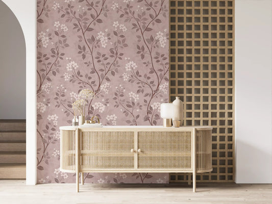 Delicate Blush Chinoiserie Blossom Wallpaper⁠