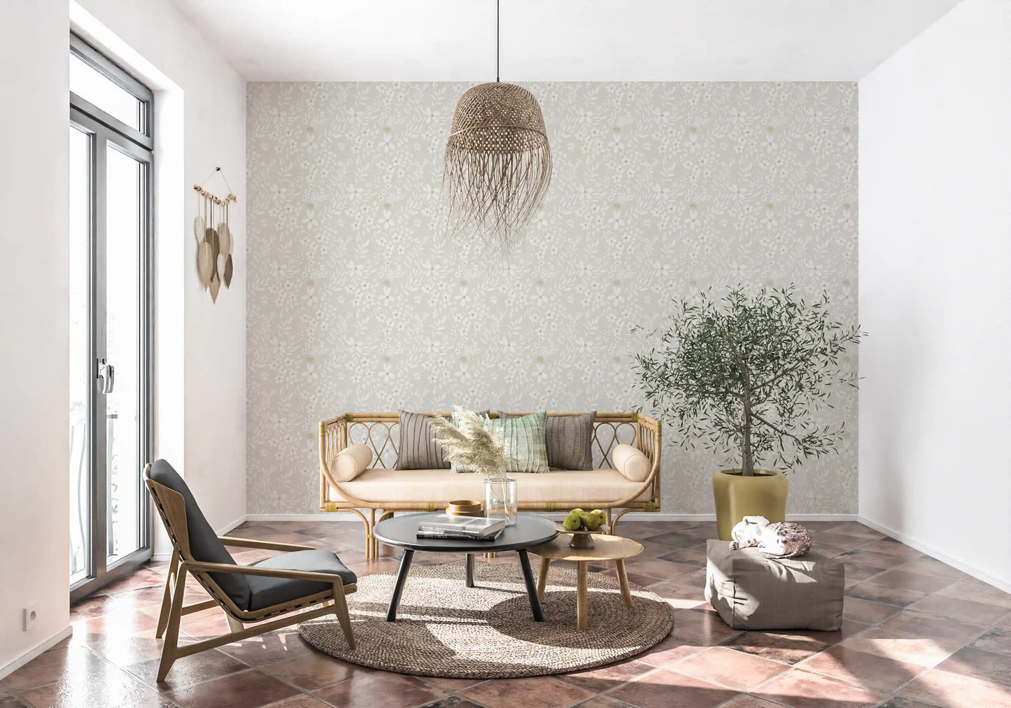 Delicate Meadow Silhouette Neutral Wallpaper Wallpaper⁠