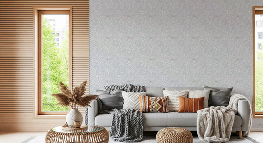 Dainty Meadow Blossom Wallpaper in Soft Slate Grey Wallpaper⁠