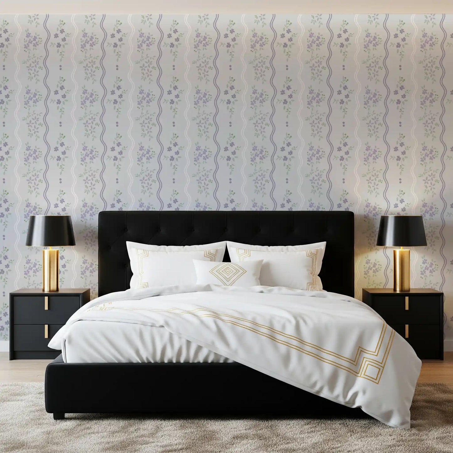 Vintage Lavender Trails Floral Wallpaper Wallpaper⁠
