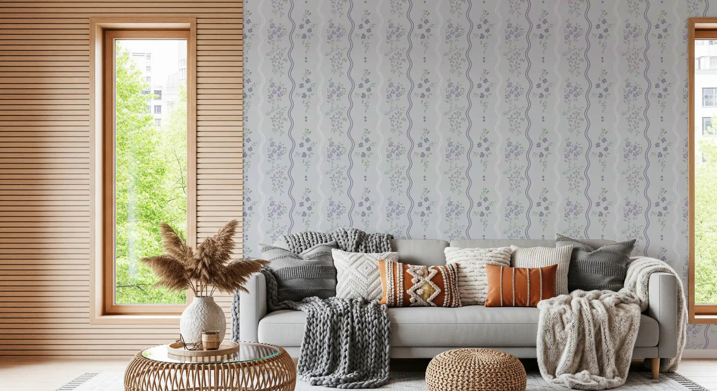 Vintage Lavender Trails Floral Wallpaper Wallpaper⁠