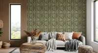 Olive Meadow Wavy Stripe Wallpaper Wallpaper⁠