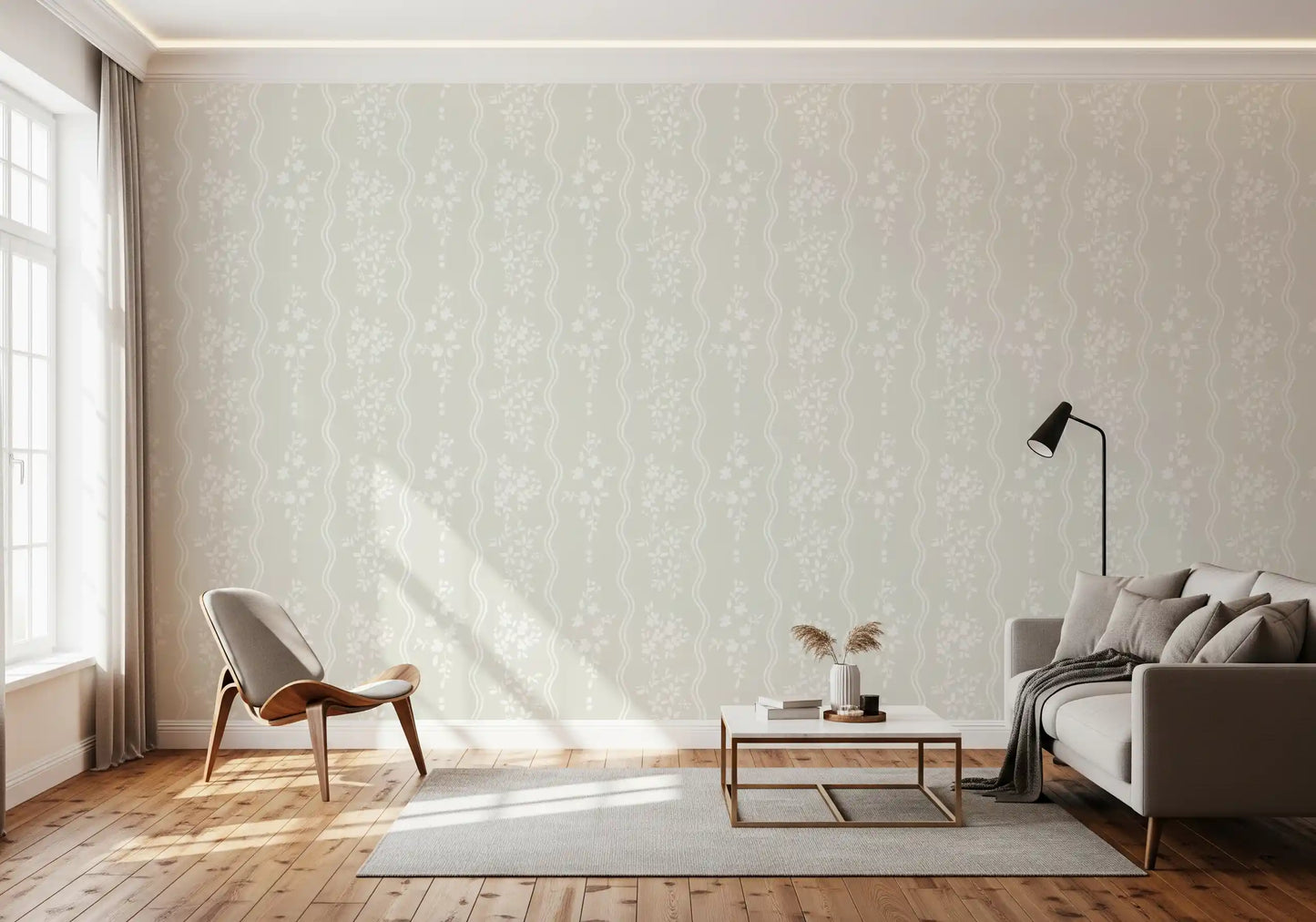 Serene Nordic Meadows Beige Wallpaper Wallpaper⁠