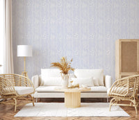 Whispering Meadow Pastel Blue Floral Stripe Wallpaper⁠