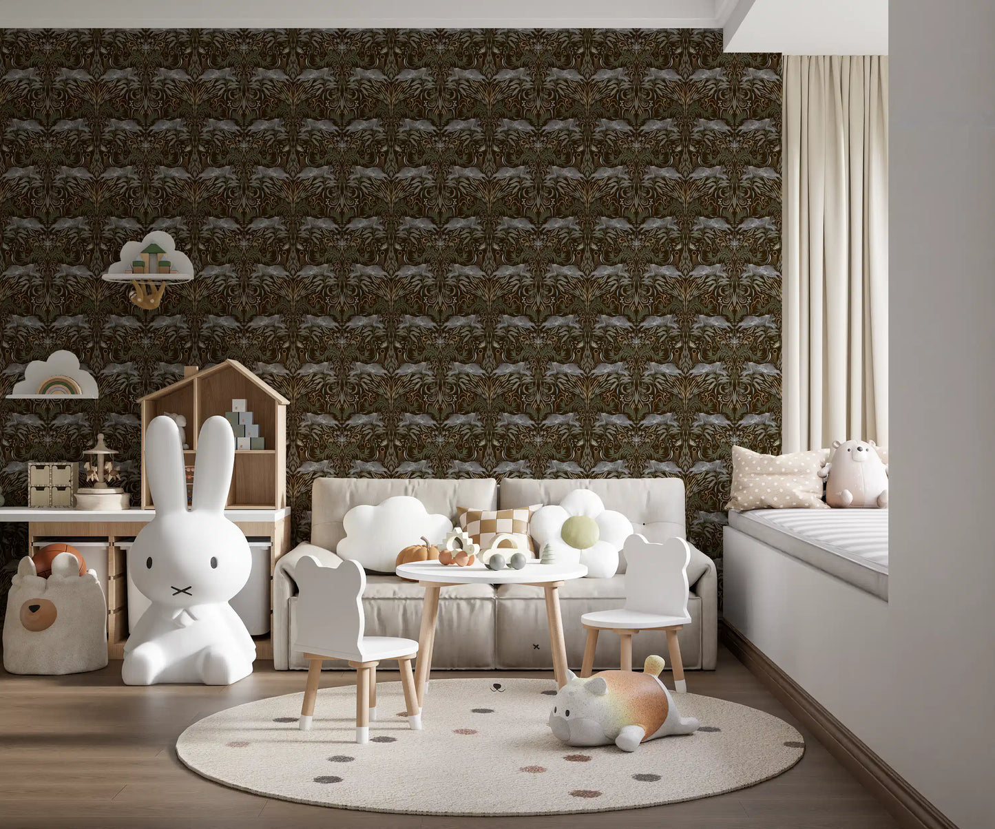 Enchanted Forest Lynx Tapestry Wallpaper Wallpaper⁠