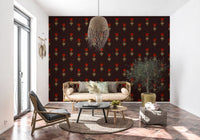 Crimson Mughal Blooms Wallpaper Wallpaper⁠
