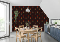 Crimson Mughal Blooms Wallpaper Wallpaper⁠