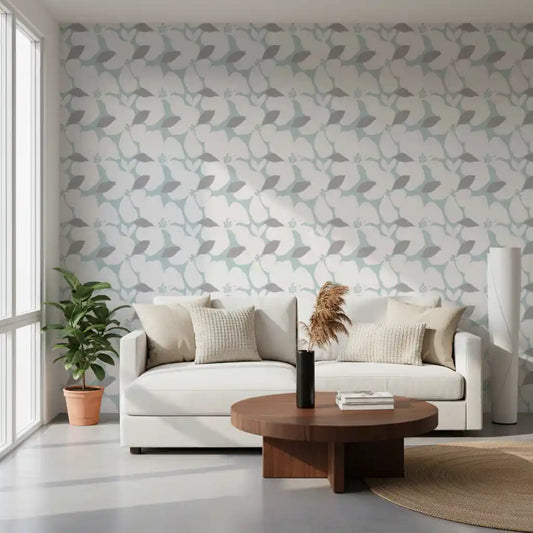 Pale Blue Pastel Bloom Floral Wallpaper Wallpaper⁠
