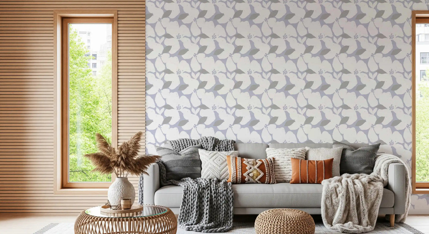 Nordic Blossom Soft Periwinkle Wallpaper Wallpaper⁠