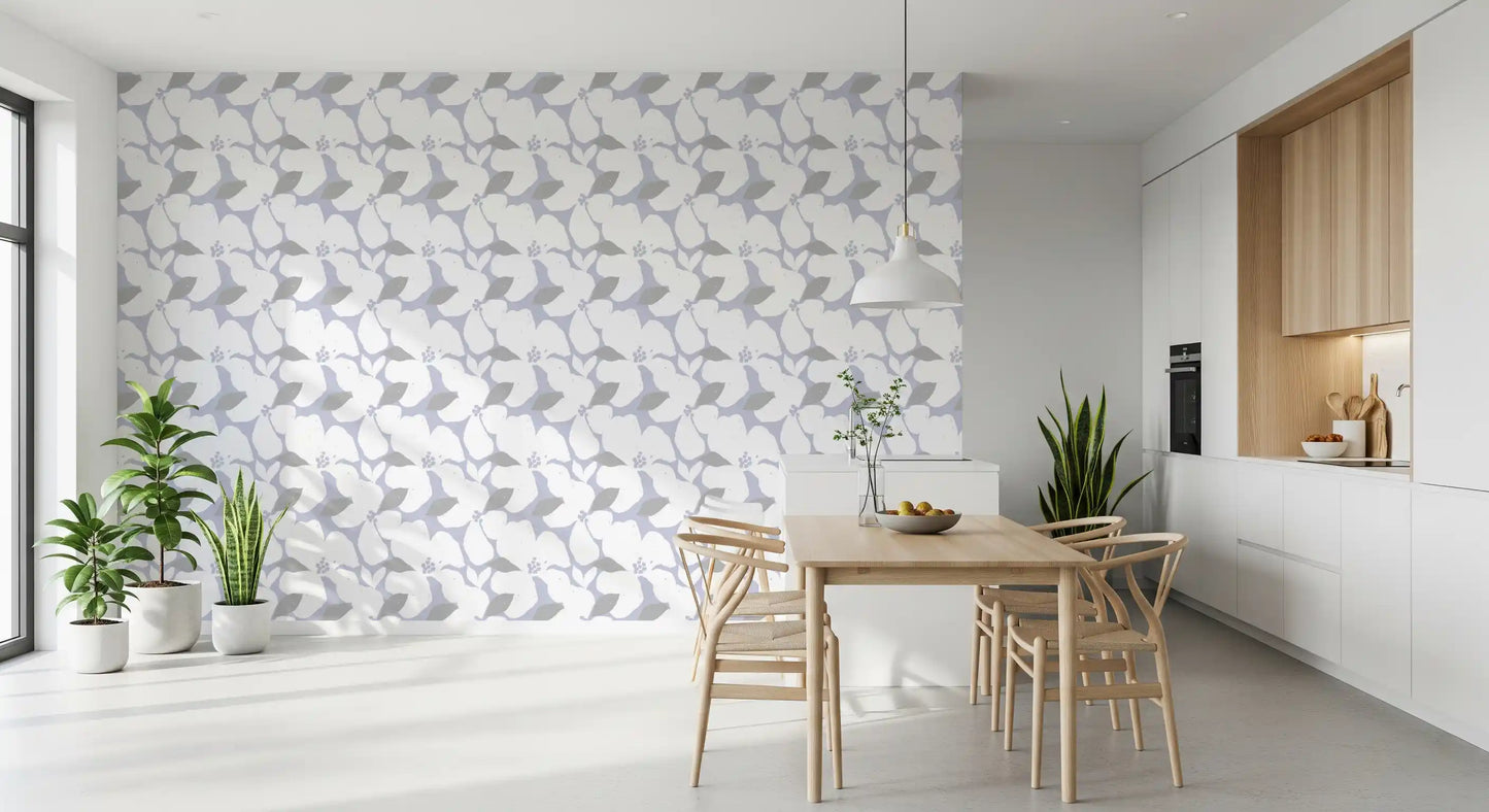 Nordic Blossom Soft Periwinkle Wallpaper Wallpaper⁠
