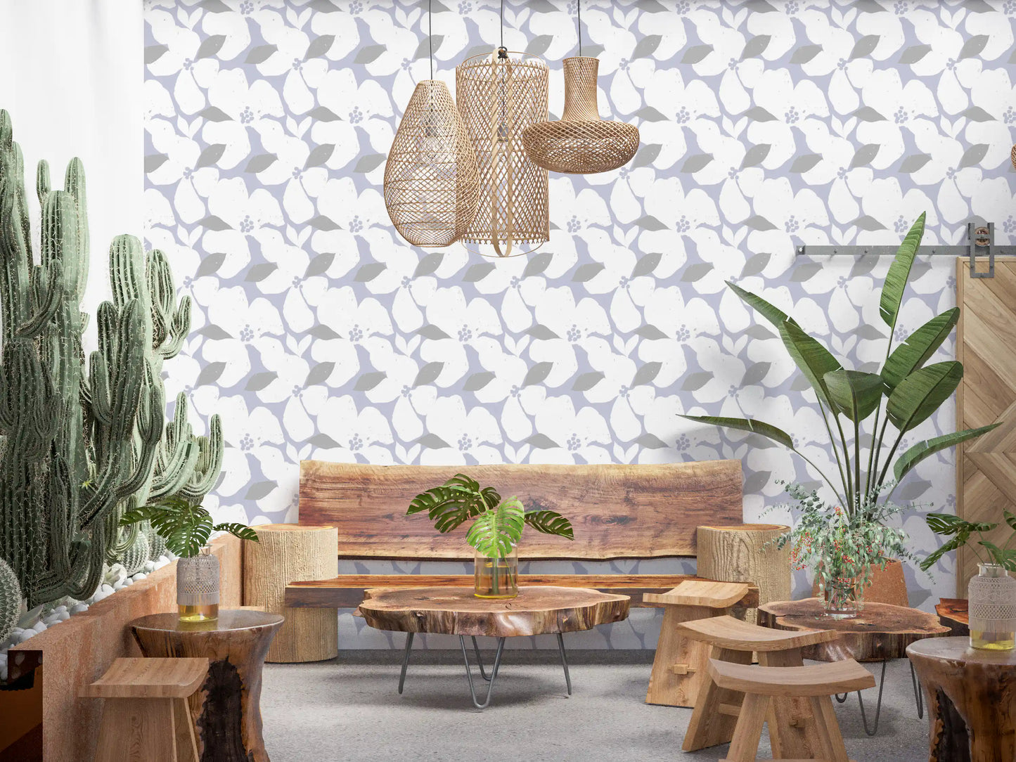 Nordic Blossom Soft Periwinkle Wallpaper Wallpaper⁠