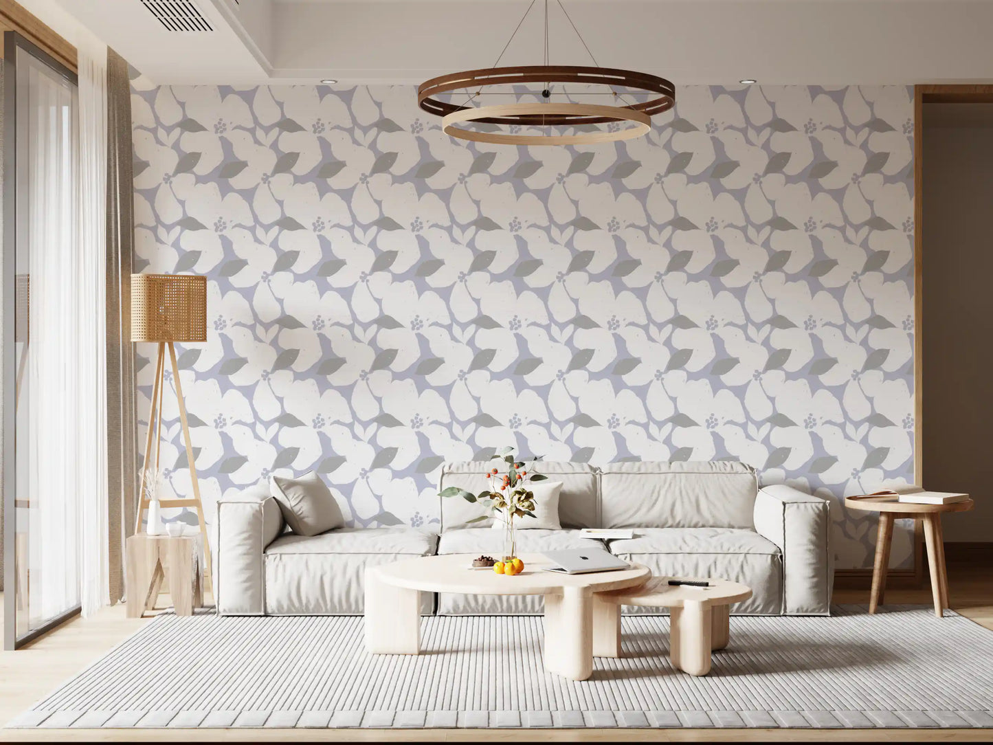 Nordic Blossom Soft Periwinkle Wallpaper Wallpaper⁠