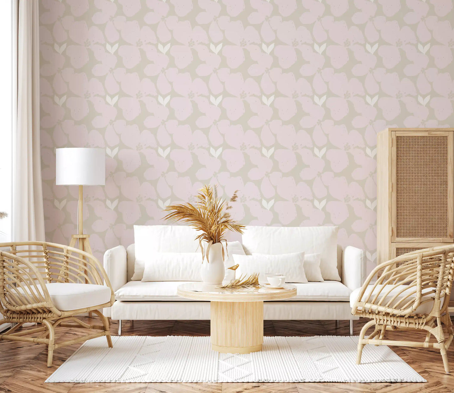 Serene Blush Blossom Floral Wallpaper Wallpaper⁠