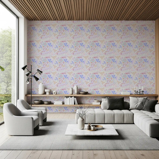 Whimsical Pastel Meadow Floral Wallpaper Wallpaper⁠