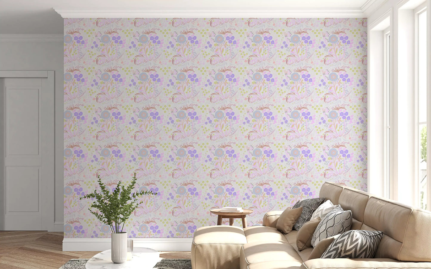Whimsical Pastel Meadow Floral Wallpaper Wallpaper⁠