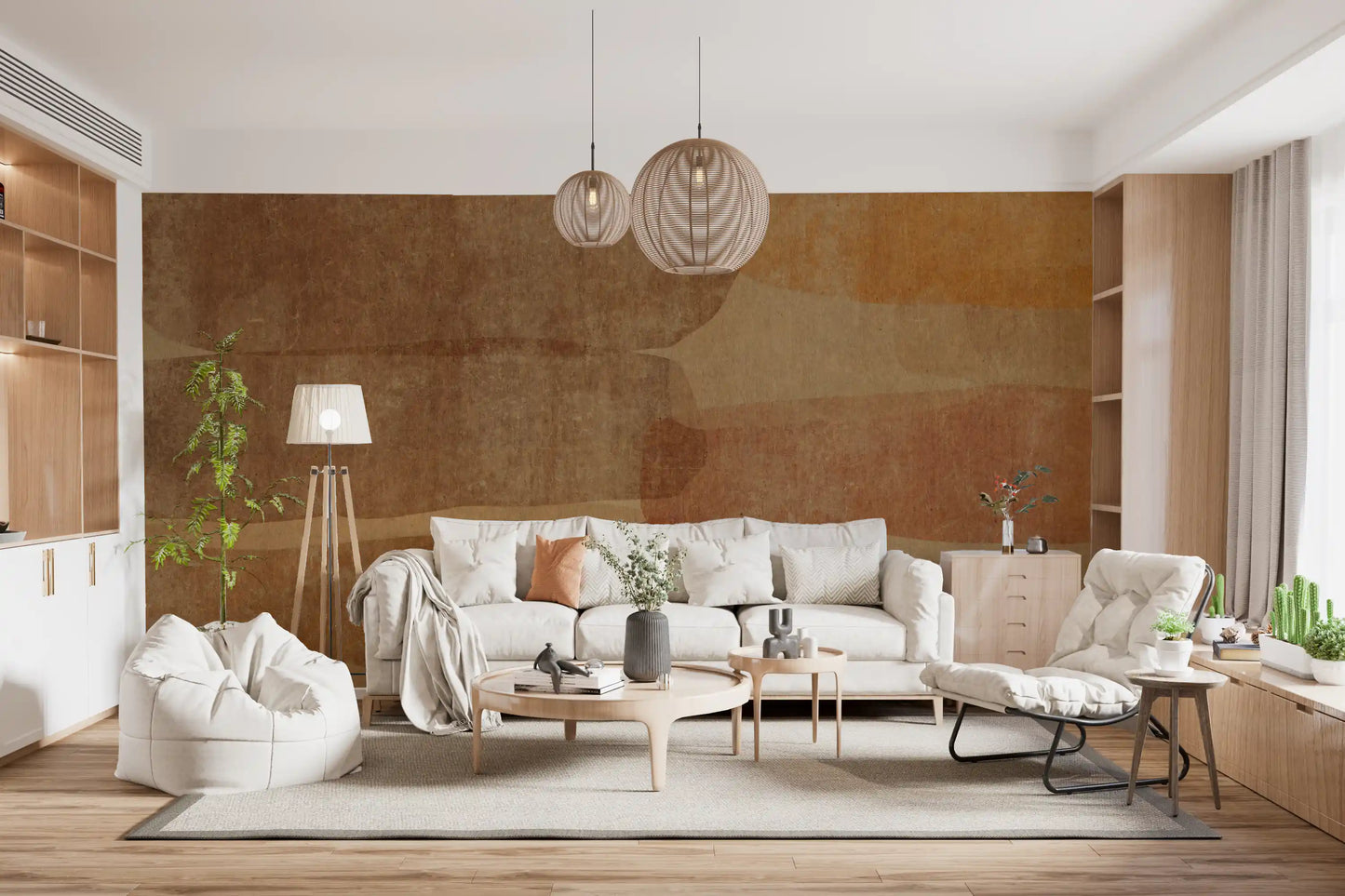 Earthy Terracotta Abstract Layered Wall Mural Wall Mural